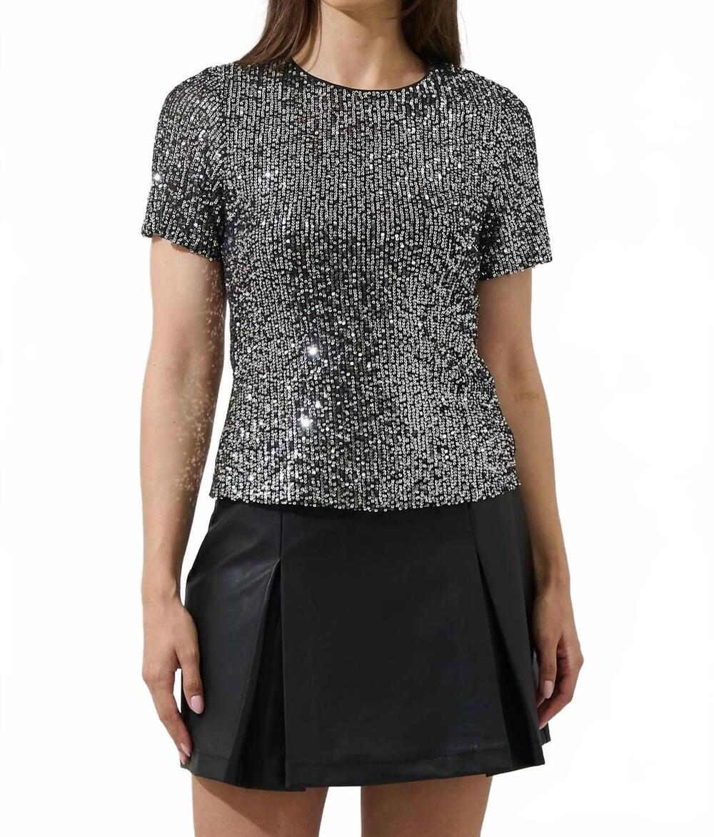 NEW SUGARLIPS women's willard sequin liny top in silver